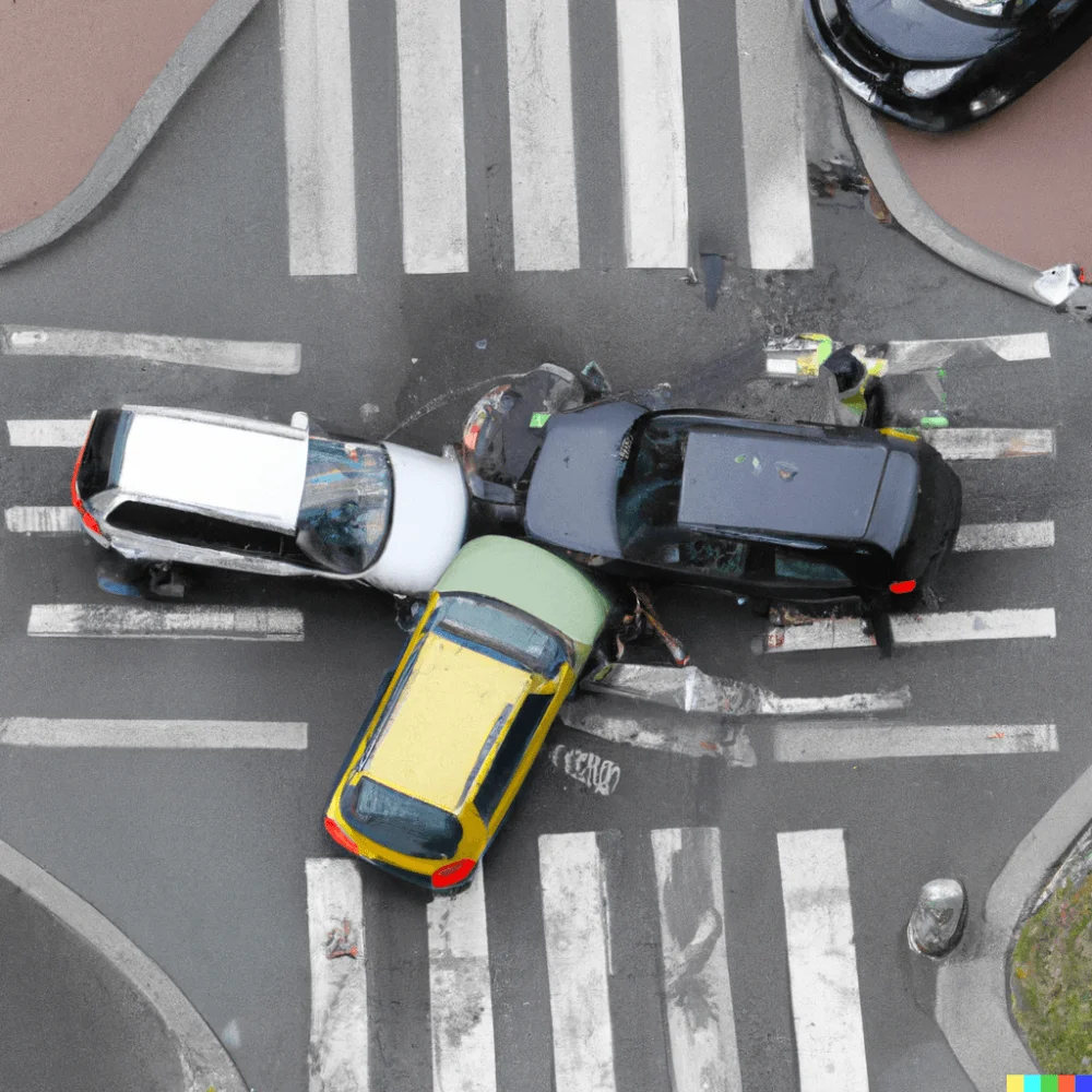 Visuel d'un accident automobile généré par IA