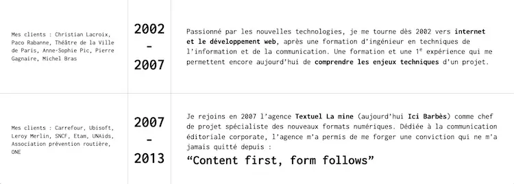 Extrait de la page Parcours